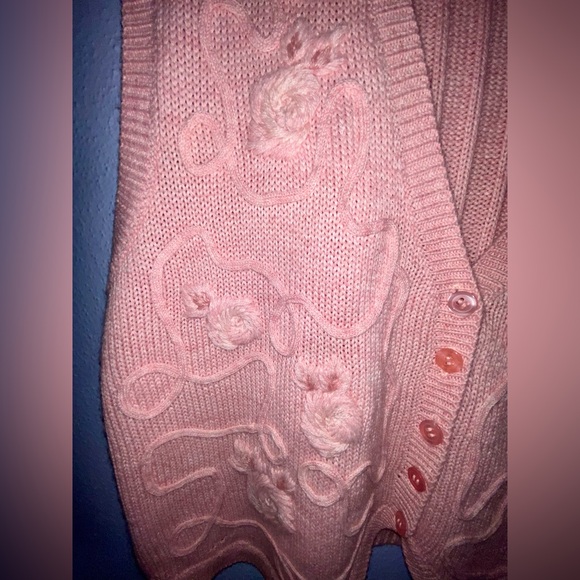 Women’s vintage granny chic knitted pink Alfred Dunner vest L - Picture 3 of 7